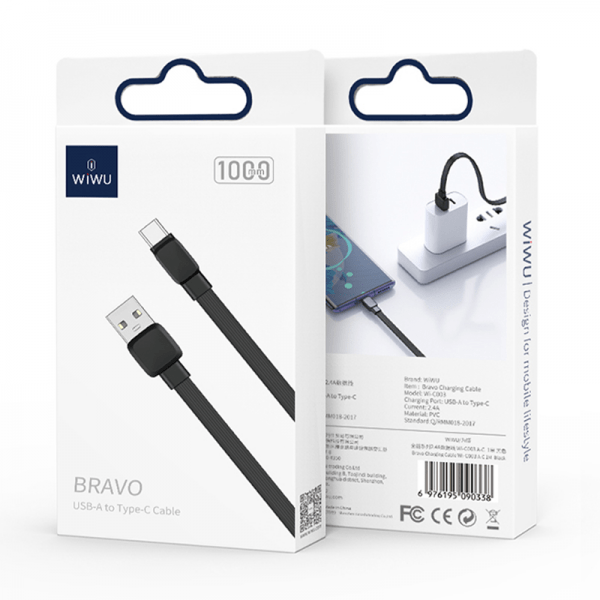 BRAVO USB - A to USB - C Charging Cable - Black - MIDI