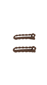 Twist hair clip set, brown braided clips with snap closure, two pieces