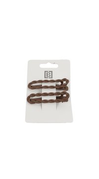 Twist hair clip set in card package, brown braided clips with snap