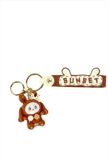Brown Bunny Keychain with Sunset Strap 1