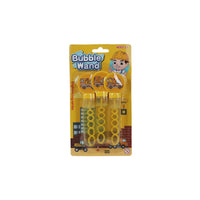 Construction-themed bubble wand set, 3 pack in blister packaging