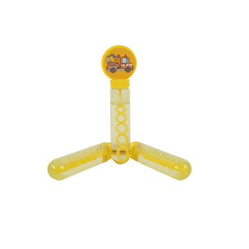 Construction bubble wand with yellow handle and circular truck icon top
