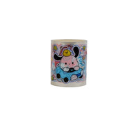 Cartoon tape roll with a cute bear in a blue pot and rainbow accents