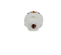 White cat-shaped pencil sharpener, top view with sharpening slot