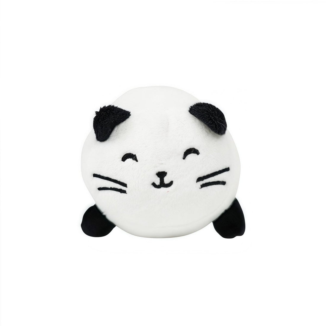 Cat screen cleaner plush close-up with white fabric and black ear tips