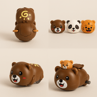 Mixed animal inertial toy car set with bear, panda, and tiger figures