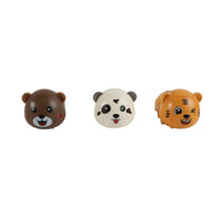 Set of three animal head toy cars: bear, panda, and tiger