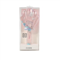 Plastic shell hair brush comb, pink translucent body, in retail box