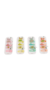 Children's hair accessory set cards with multiple colors of clips and bands