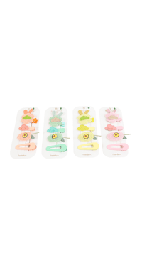 Children's hair accessory set with multi-color clips and bands on a card