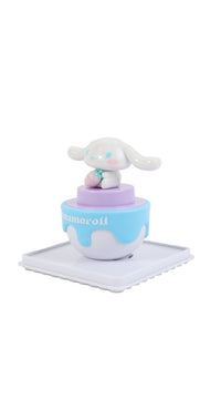 Cinnamoroll cute stamp with small bunny on purple-and-blue base