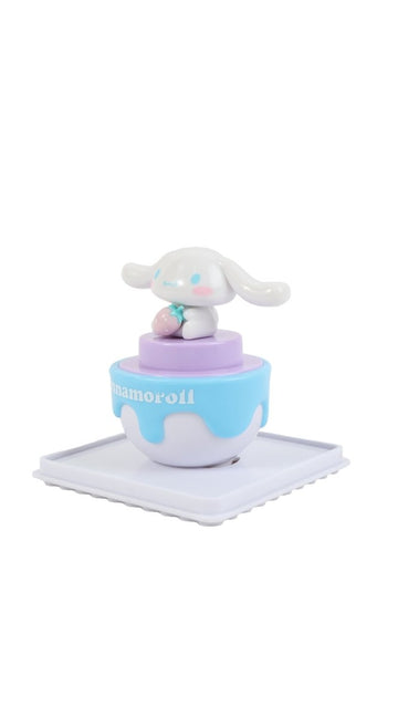 Cinnamoroll cute stamp with small bunny on purple-and-blue base