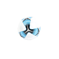 White, blue and black soccer ball, panel stitching detail, 30 cm outdoor