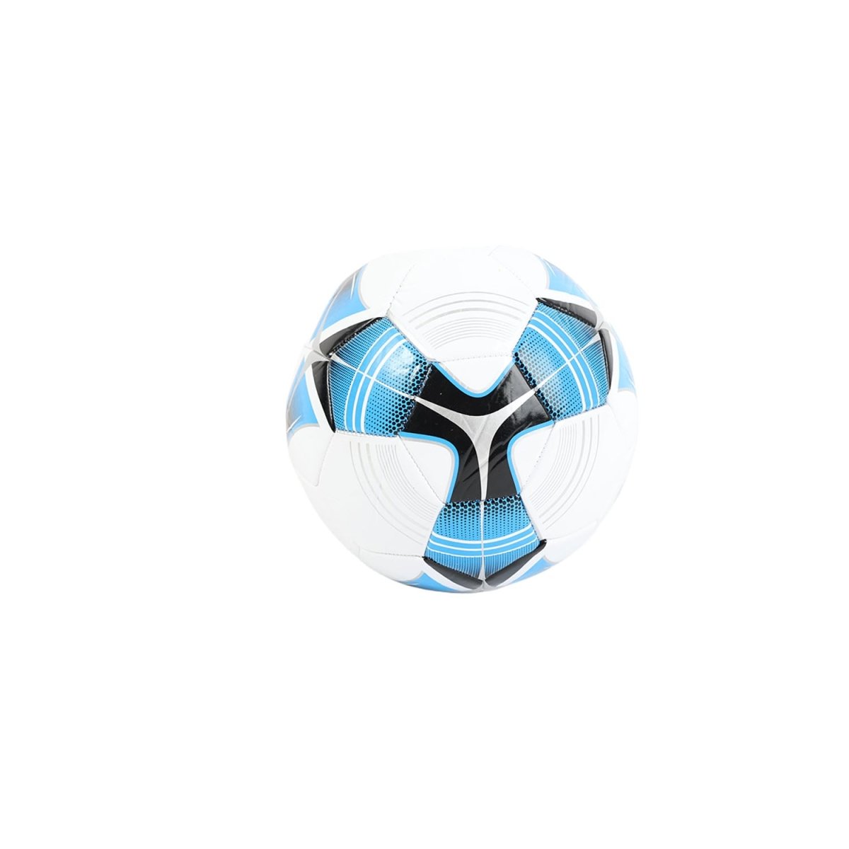 Blue and white soccer ball with black star panel, 30 cm outdoor durable