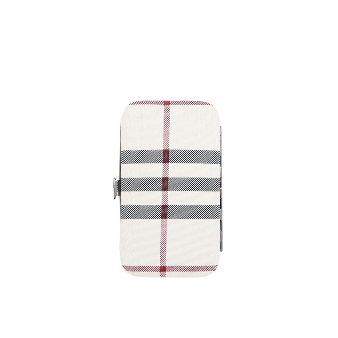 Plaid manicure set case with snap closure, tools tucked inside