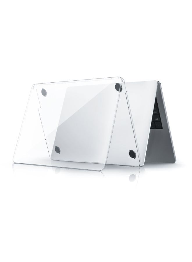 Transparent MacBook protective cover, clear hard-shell back with corner anchors
