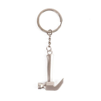 Metal key ring with mug-shaped charm in light gray