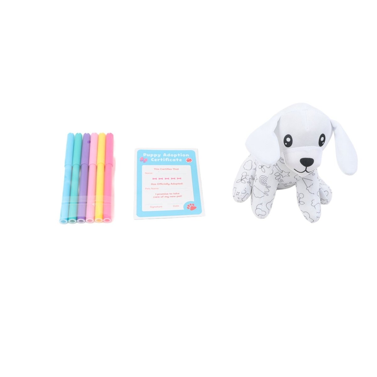 Color & Play Pet Adoption Puppy Set – DIY Plush Dog with Markers and Adoption Certificate - MIDI