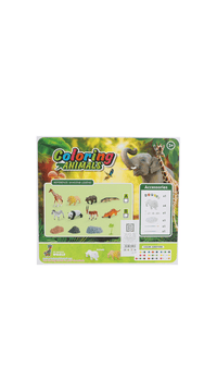 Animal coloring paint kit box with animal template images and color accessory layout