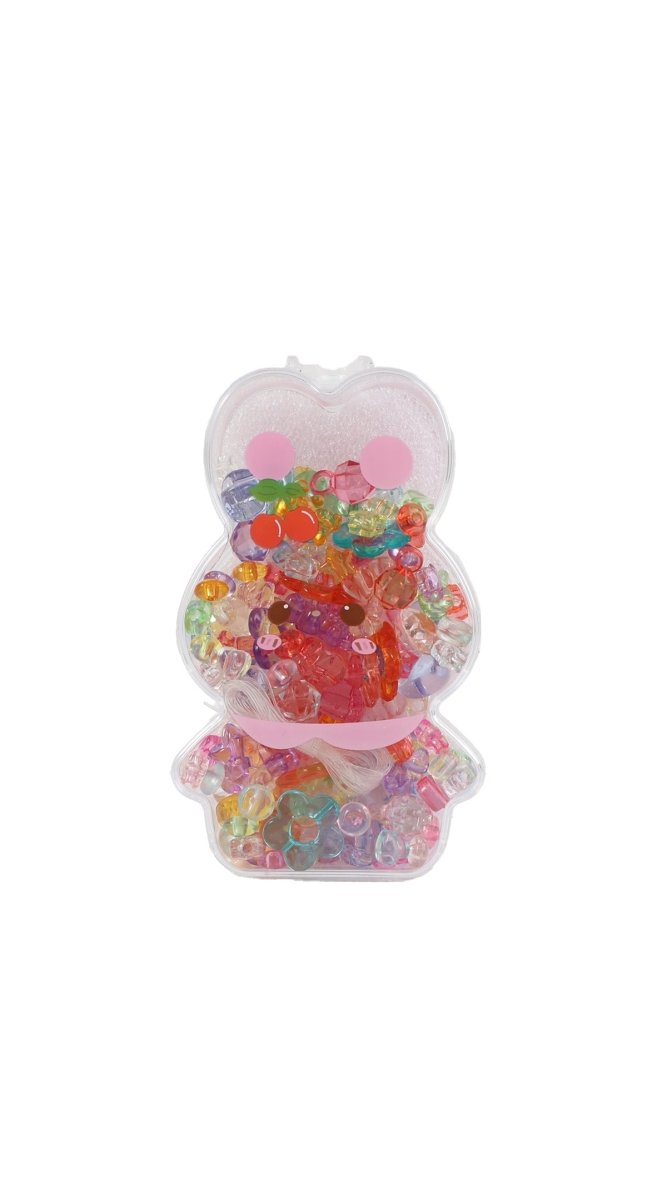 Colorful flower bead bracelet kit with clear bag of multicolor flower beads and cord