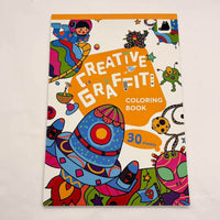 Space-themed coloring book cover with astronaut and cartoon planets
