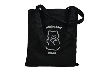 Black Cookie Bear tote bag with front bear logo and two carry handles