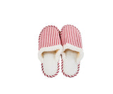 Cozy Striped Slippers - Red & White - MIDI
