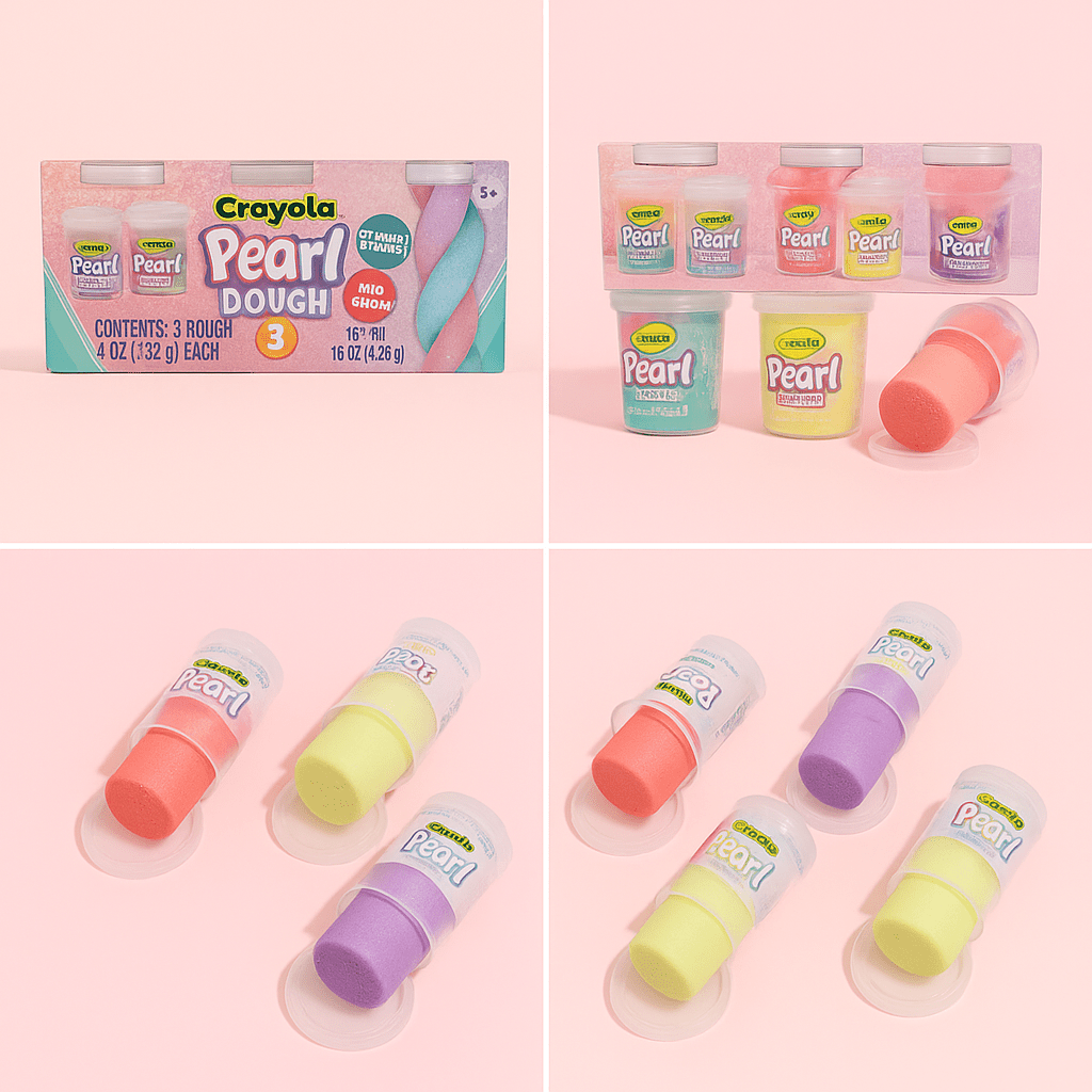 Crayola Pearl Dough 3-pack gift box with red, green and purple tubs