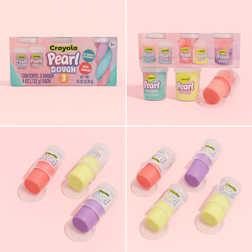 Crayola Pearl Dough 3-pack gift box with red, green and purple tubs