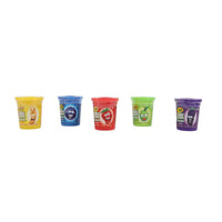Crayola Silly Scents dough tubs: banana, blueberry, strawberry, green apple, grape.