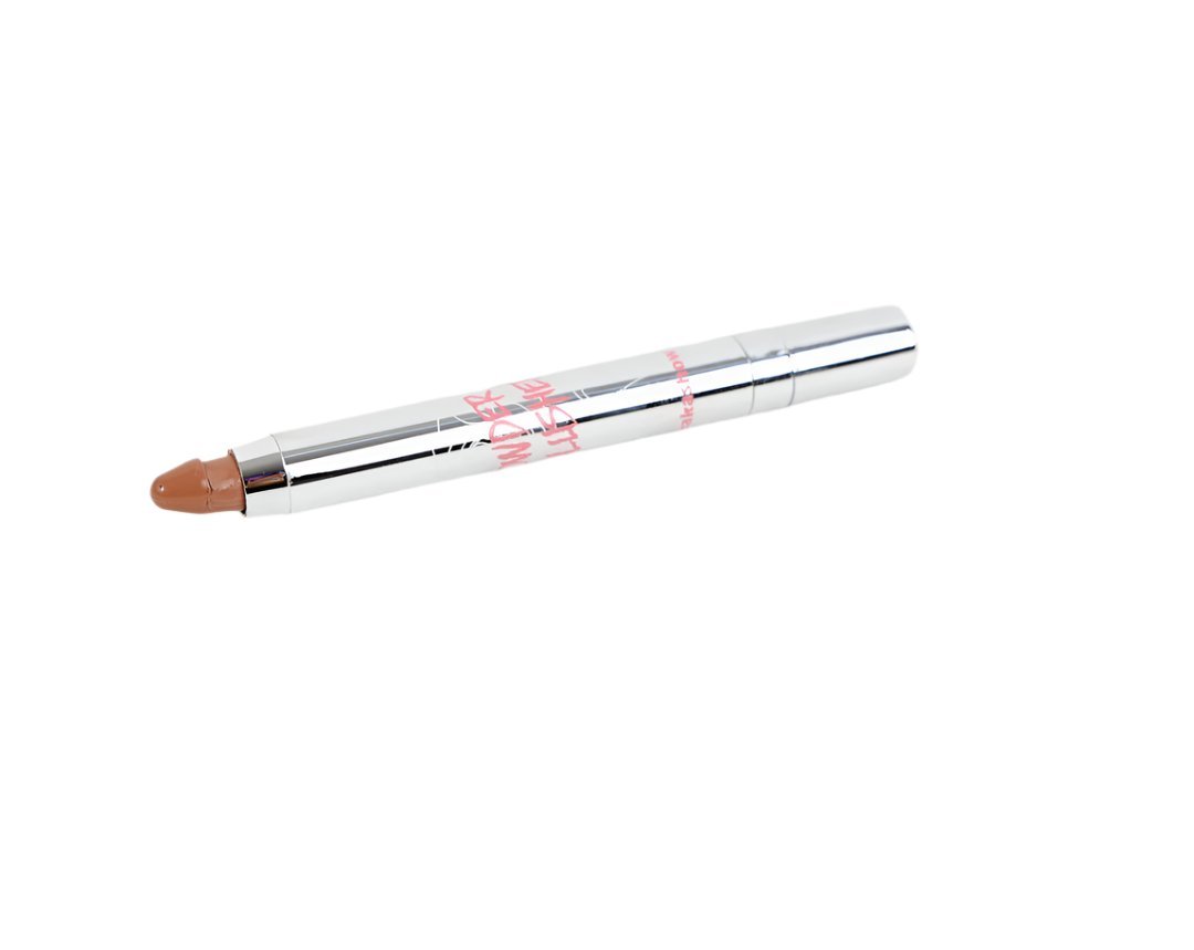 Creamy blush stick with open tip, silver tube and pink-beige cream color