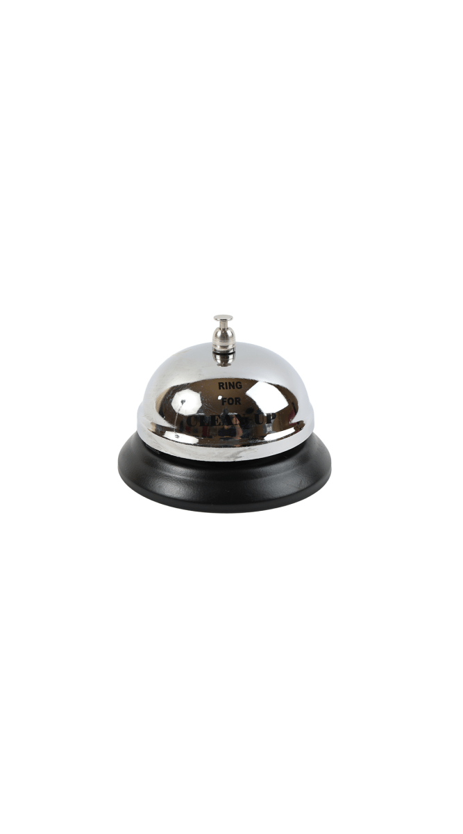 Chrome desktop service bell with black base