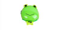 Green frog hard shell kids backpack, round face with eye details