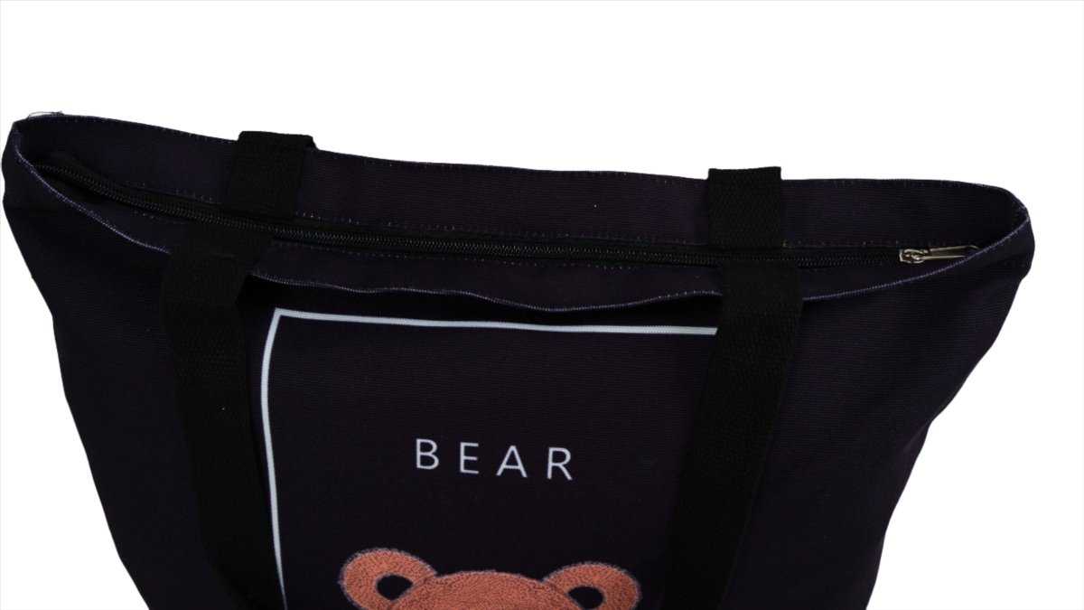 Cute Bear Canvas Tote Bag - MIDI