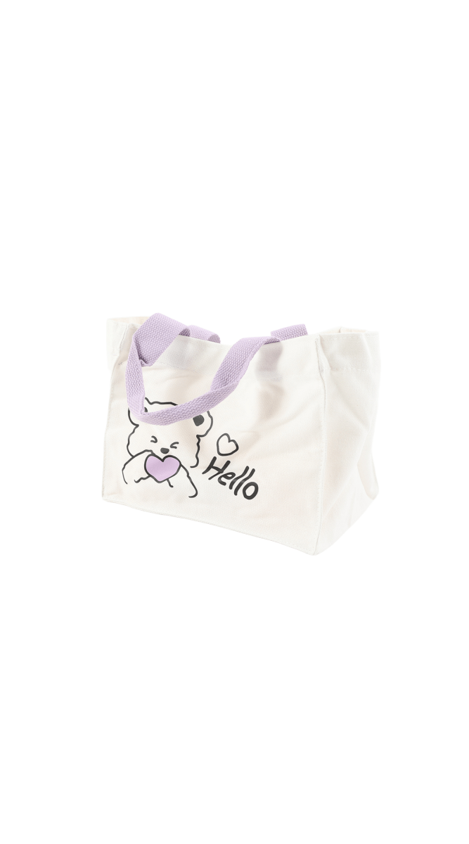 Cute Bear Canvas Tote Bag - MIDI