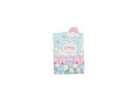 Compact mirror with cute bear face and pastel cloud design on the cover.