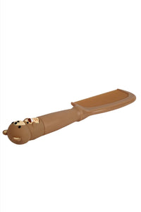 Tan kids comb with bear-head end and flat comb teeth pad