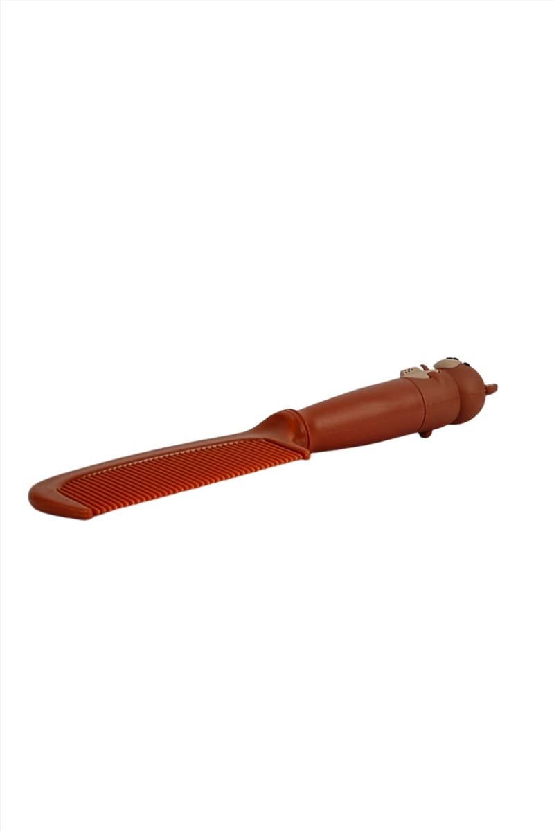 Brown kids comb with bear face design and flexible teeth