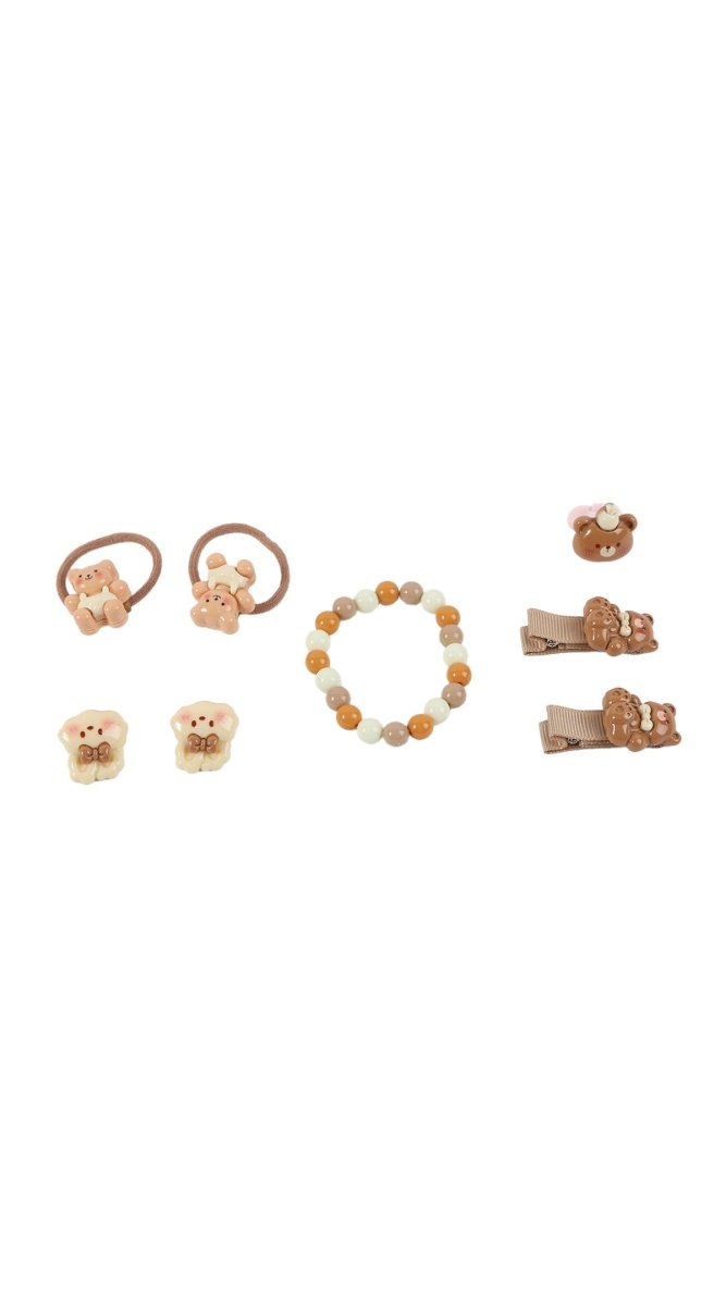 Cute Bear Hair Accessory Set for Kids - MIDI
