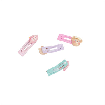 Animal-themed square baby hair clips in mixed colors