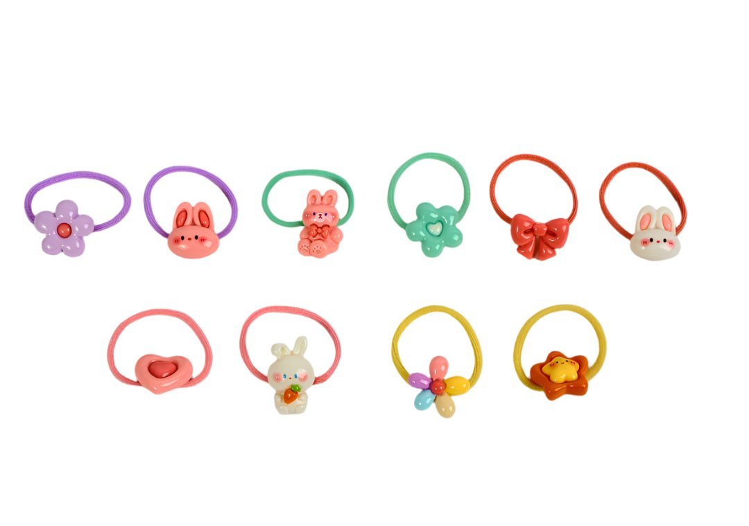 Colorful Elastic Hair Ties with Animal and Flower Charms 2