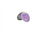 Compact mirror with purple bunny graphic on the lid, mirror open.
