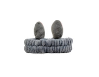 Gray plush rabbit-knot hair band with upright bunny ears