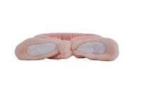 Soft pink plush rabbit-knot hair band with light pink ear pads
