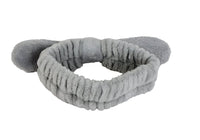 Dark gray plush rabbit-knot hair band with pale inner ear lining