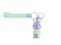 Bunny keychain with purple strap and purple rabbit charm, with two rings.
