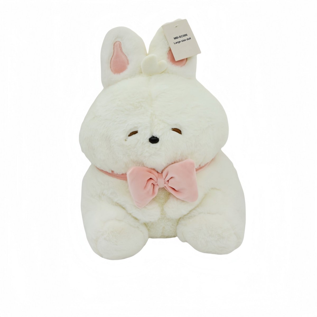 White bunny plush toy with pink bow, 40 cm
