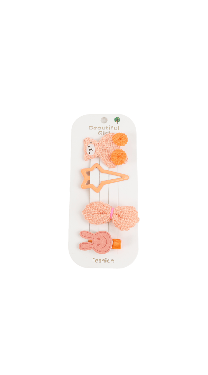 Children's hair accessory set in pink and orange tones
