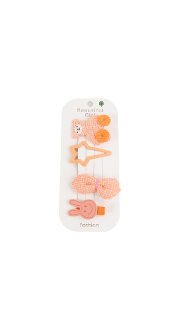 Children's hair accessory set in pink and orange tones