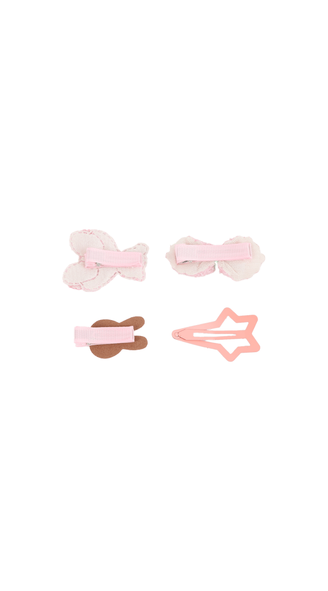Children's light pink hair accessory set with clips and ties